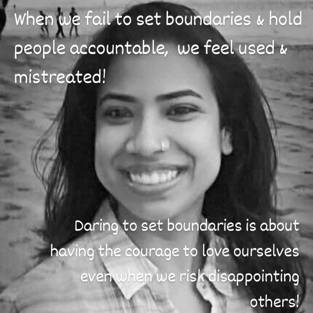 A Stapoo graphic quoting Prachi on the courage of setting boundaries